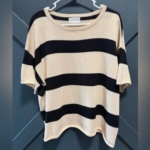 First Love Oversized Black and Cream Knit Top